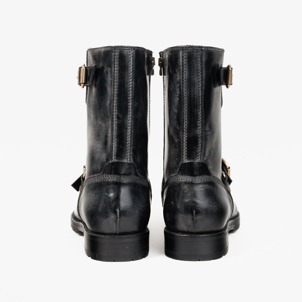 Jimmy Choo Black Leather Engineer Biker Buckle Boots - Picture 3 of 13